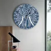 Zegary ścienne wzór mandali słonia niebieski zegar do nowoczesnej dekoracji domowej nastolatek pokój żywy igła wiszące stół