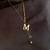 Pendanthalsband 2023 M Letter Tassel Titanium Steel Color Fast Necklace Fashion Luxury Women's Neck Chain Party tröja