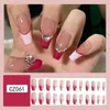 False Nails 24pcs Detachable Fake Nials Crystal Love Heart LongBallerina French