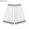 Designer mens shorts casablanca polo colar xadrez manga curta camisa de alta qualidade moda masao san casual carta impressão conjunto camisas