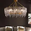 Lustres forme de débit d'eau Art moderne cristal LED 40cm chaîne suspendue réglable salon Table à manger intérieur Ing lumières