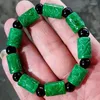 Bangle Um Yuan Leilão Detecção de Vazamento Jade Seco Verde Estrada Tong Bucket Bead Pulseira Casal Masculino