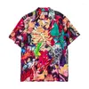 Erkekler Sıradan Gömlek Yılan Desen 2023 Wacko Maria Moda Gömlek Erkekler Kaliteli Hawaii Kadınlar Yüksek Sokak Tee Kısa Kollu Erkek Giyim