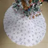 Décorations de Noël Jupe d'arbre en fausse fourrure Tapis de flocon de neige Tapis en peluche blanc Décoration de Noël pour la maison Ornement de tablier de Noël 90 cm 120 cm