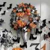 Halloween wieńca wieńca domowe drzwi frontowe nietoperz dypina klonowa wieniec impreza DIY Dekoracja wieńców Q0812259m