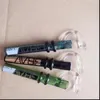 Fumando tubo mini cachimbo de vidro de vidro de vidro colorido em forma de metal duas rodas de tubo de vidro com logotipo e tampa