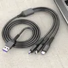 6a Cabos de carregamento rápido 3 em 1 micro USB Tipo C Cabo de dados de carregador para Huawei Super Charge Samsung Xiaomi Alta qualidade