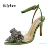 Sandały eilyken zielone kobiety sandały mody przezroczysty Pvc Butterfly-Wśnot Slingback