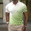 남성용 폴로 여름 3D 프린트 폴로 셔츠 남성용 고품질의 짧은 슬리브 통기성 통기 탑 비즈니스 캐주얼
