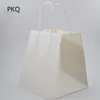 Подарочная упаковка 30 шт. Белый Коричневый пакет из крафт-бумаги Маленькие сумки с ручками Упаковка для выпечки печенья Хлеба на вынос 15x15x17cm1246M