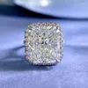 Cluster Ringe Radiant Cut 8 Karat Moissanite Diamant Ring Echt 925 Sterling Silber Party Ehering Für Frauen Männer Verlobungsschmuck