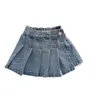 Shorts Summer Children's Girls 'Jirts de jean Version coréenne Culottes à la mode plissée Small Highwaist 230412