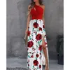 Robes décontractées Sexy sans manches une épaule Maxi longue robe irrégulière évider froncé Wrap avant côté haute fendue plissée robe fluide