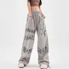 Pantalons pour femmes Y2K pour femmes Baggy Wide Leg Trend Star Girl Mode Graffiti Lettre Casual Pantalones de Mujer Loose Cargo Pantsets