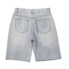 Shorts pour hommes Shorts en denim déchirés pour hommes d'été bleu clair shorts amples lavés design coréen bord original jeans courts style neutre 230412