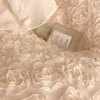 Yatak takımları 1000tc Mısır Pamuk Premium Düğün Seti Fransız Romantik Prenses Dantelli Gül Şeftali Nevresim Kapak Yatak Sayfası 2 Yastık