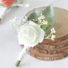 Silk Brooch Pin Wrist Corsage Flower Wedding Women Men Boutonniere Bracelet Bangle Groom Bride Party Decoration 0412