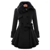 Women's Trench Coats Retro Fashion Wool Coat Women Fur Collar Double Breasted Slim Fit Casual Solid Color Long Sleeve With Belt 2023