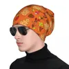 Berets Orange Autumn Leaf Pattern Knit Hat Man Caps Women's Beach Outlet Men's