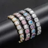 ice wholesale 10mm square crystal sugar zircon custom long distance moissanite fashion jewelry tennis bracelets for women luxury