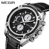 2023 MEGIR officiel Quartz hommes montres mode en cuir véritable chronographe montre horloge pour hommes doux étudiants masculins Reloj Hombre