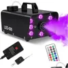 Fog Machine Bubble Machine Rgb Led Smoke Hine 500W 8 Leds Halloween Fogger Smoking Hines Dj Club Stage Lighting Drop Delivery Lights Otn3D