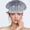 Berets Hand Beaded Sequins Captain Hat Shimmering Crystal For Bride Wedding Props Encrusted Layers Pearls Costume