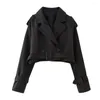 Giacche da donna Cappotto corto con cintura Giacca a vento corta Elegante giacca doppiopetto per streetwear primavera/autunno