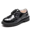 Chaussures de sport enfants garçons cuir noir enfants simples style britannique bébé école primaire fleur fille garçon spectacle