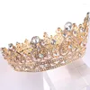 Fermagli per capelli Gioielli da sposa europei americani Lega Strass Copricapo da sposa Fascia barocca Corona rotonda