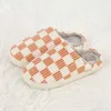 Slippers Shoes For Women Winter Home Slippers Checkered Faux Fur TPR Light Sole White Black Chessboard Plaid Shoes Best Gift Woman Shoes Y23