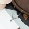 Anhänger Halsketten PANJBJ Silber Farbe Zirkon Wasser Tropfen Halskette Für Frauen Mädchen Design Meerjungfrau Tränen Schmuck Geburtstag Geschenk Dropship