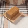 Houten natuurlijke bamboezeepgerechten lade houder opslag zeeprek plaat platen container draagbare badkamer zeep-dish opbergdoos