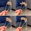 Hair Clips Fashion Accessory Women Rhinestone U-shaped Stick Hairpin Pearl Fork Crystal Clip