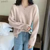 Kvinnors tröjor Lucyr Autumn Winter V Neck Sweaters For Women Korean Basic Loose Knitted tröja Kvinna Matchar Long Sle Jumper Ladiesl231113