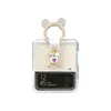 Cell Phone Cases Cute Color Bow Bear Ring Clear Phone Case For Samsung Galaxy Z Flip 3 4 Shockproof Flip Hard Cover