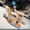 Högklackade tofflor Sandaler Stiletto Mules Diamond Ball Metal Heel 10cm Silk Slip-On Open Toe Women Shoes