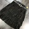 Rock Mode Herbst High Waist Belt Multi Layer Short Heavy Drillings Fransen mit Cake A Line 230413