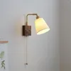 Vägglampel loft vintage sconce med switch rocker arm lampor mässing keramik för vardagsrum sängen heminredning fixtur