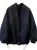 Kurtki damskie koreańskie luźne płaszcz pikowania swobodny klasyczny vintage diamentowy lekki płaszcz wyściełany 2023 jesienna zimowa kołdra ciepła kardigan J231113