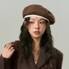 Berets Korean Retro Color Matching Octagonal Caps Autumn And Winter INS Literary Artistic Casual Painter Hats For Woman