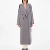 Femmes laine haut de gamme hiver cachemire manteau femmes Long bouton costume col fumée gris automne décontracté mode veste