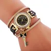 Wristwatches Wholesale Woman Fashion Colorful Wrap Chain Bracelet Watch Big Key Pendant Leather Lady Casual Dress WatchesWristwatches