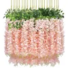 Fleurs décoratives 12 pièces 100 cm glycine fleur artificielle vigne en soie guirlande suspendue pour fête de mariage jardin extérieur bureau décoration murale
