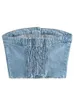 Женские танки Camis Traf Blue Top Top Denim Bodysuit Y2K от плеча Сексуальная трубка вечеринка мода Лето 230425