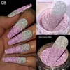 Nagelkristallpulver reflekterande glitter för naglar glänsande pigment iriserande glas Mikroborr Naglarpulverdekorationer