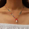 Hänghalsband 2023 mode smycken pärlor charm halsband justerbar svamp pärla sträng för kvinnor
