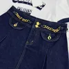 Jupes Designer Été Nouveau CE Nanyou Gaoding Doux Style Tempérament Âge Réduit Arc De Triomphe Chaîne En Métal Taille Plissée Denim Jupe 0VHK