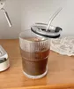 Tumblers de 450 ml de copo de vidro com tampa e palha transparente suco de chá de chá copos de leite canecas mocha copos caneca copo 230413