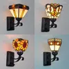 Lâmpadas de parede retro minimalista pequeno espelho de cabeceira iluminação de vidro Tiffany Mesh de cobre Lâmpada de varanda Europeia uma sala de estar